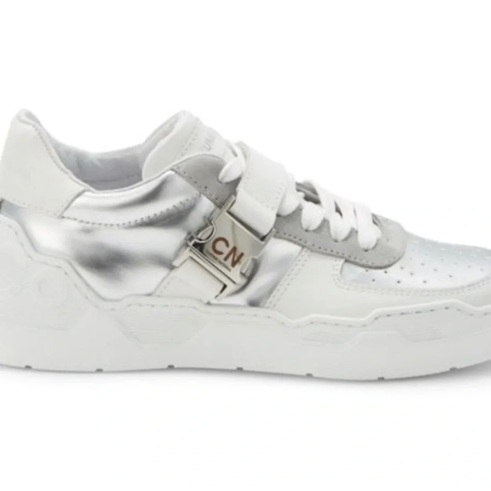 COSTUME NATIONAL Metallic Leather Sneakers. Size 38 B . New - Picture 4 of 11